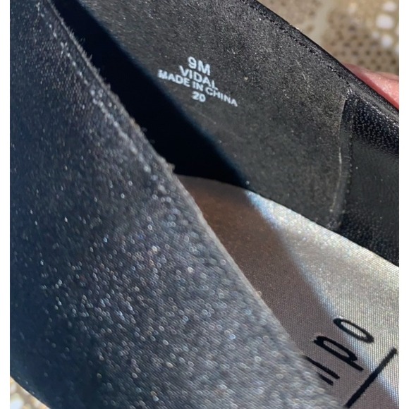 Vintage Impo Black Satin Pointed Toe Beaded Floral Lace Evening Pumps kitt Heels - Picture 9 of 9